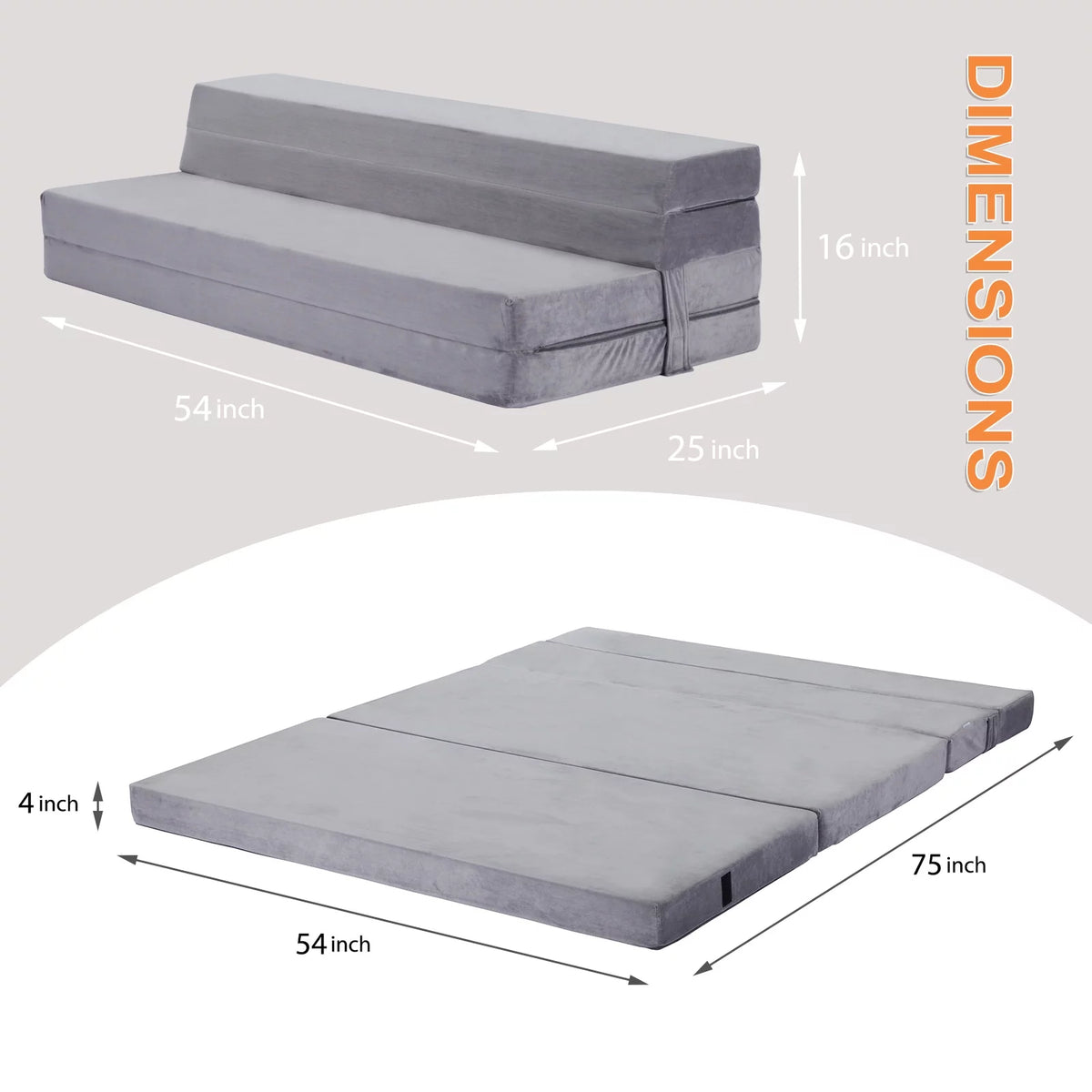 Velvet 4 Folding Mattress Topper with Carry Case D582742