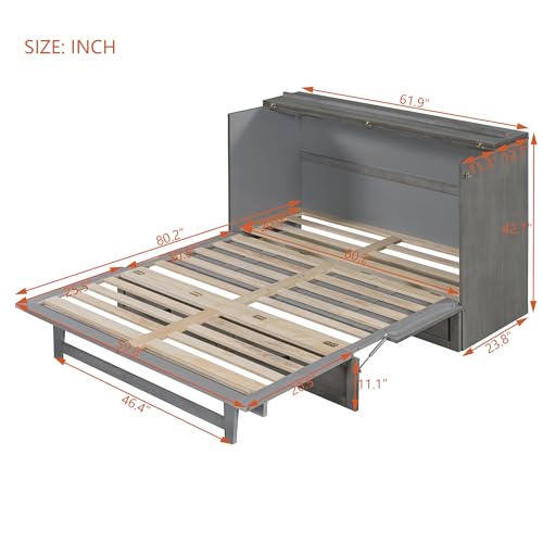 Queen Size Murphy Bed with Storage Drawer & Charging Station H915737