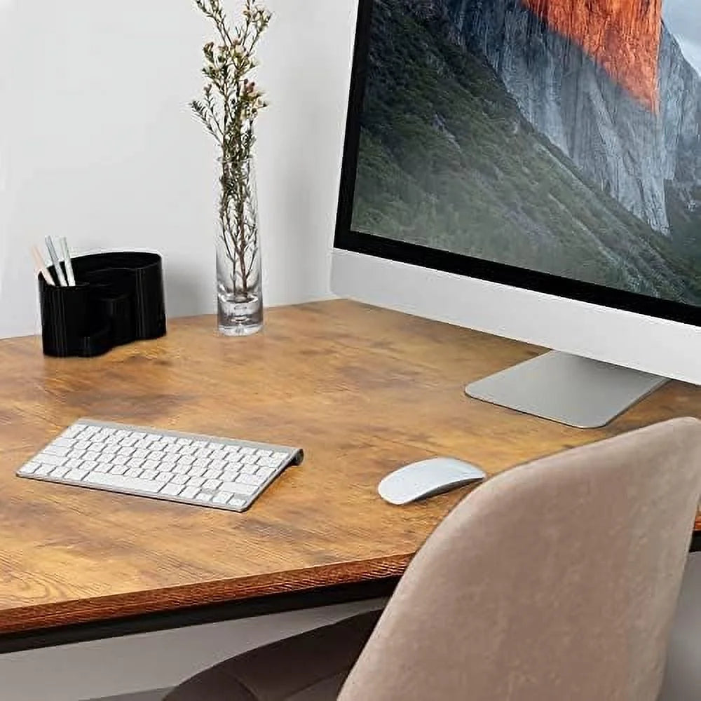 Computer Desk with Shelves 47 Inches Natural Wood Black Metal Frame H41063