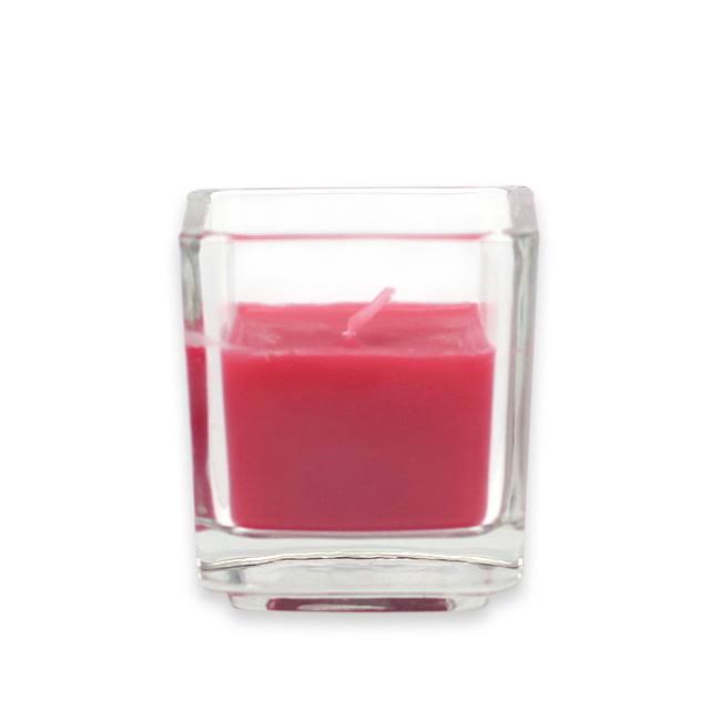 Red Square Glass Votive Candle X25350