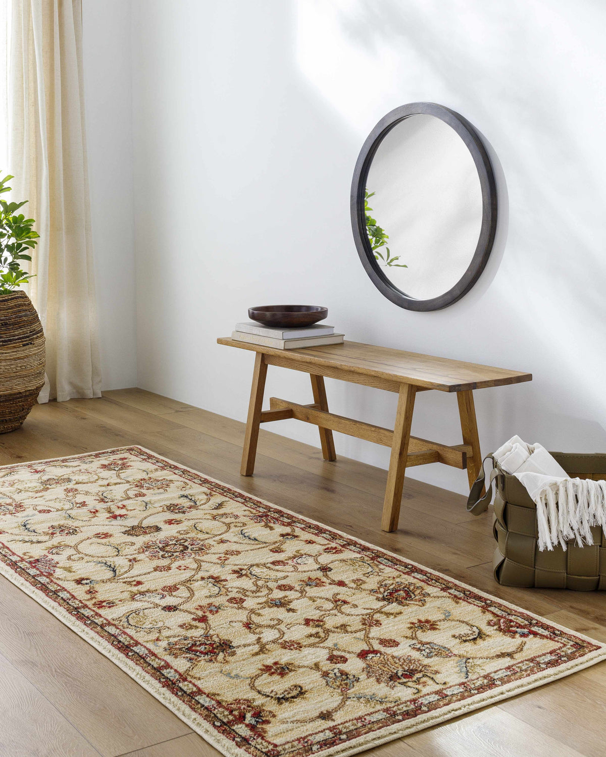 Black Beige Orange Area Rug I584326