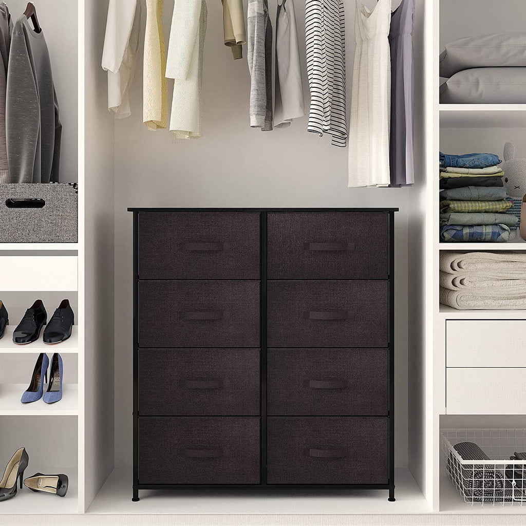8 Drawer Fabric Dresser with Wooden Top Shelf S45640