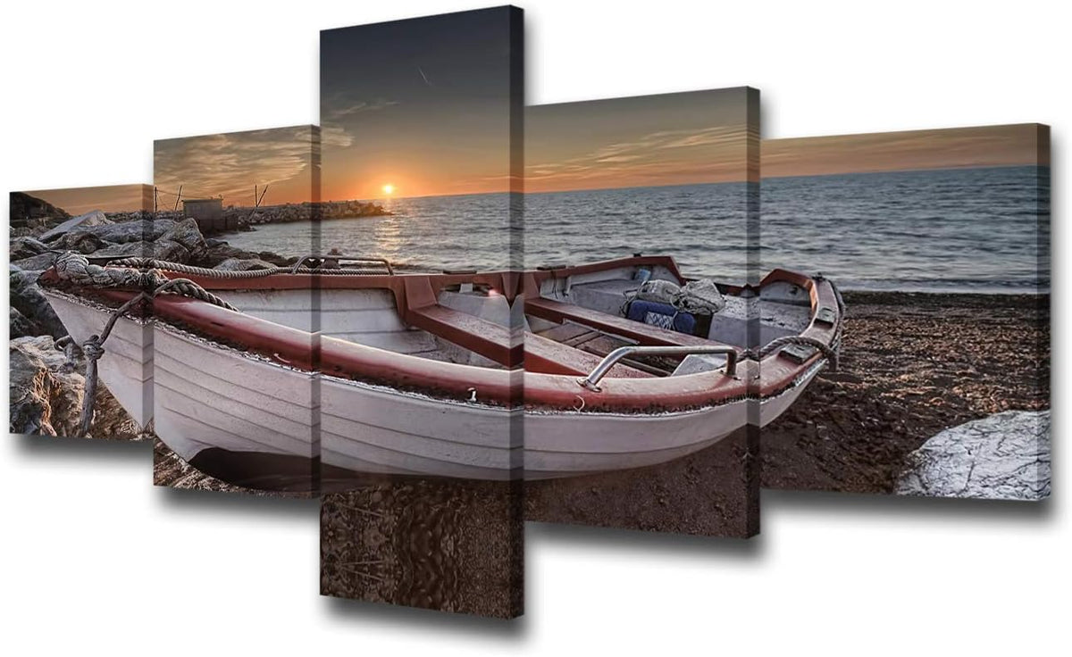 5 Panels Black and White Canvas Prints Wall Art S77507