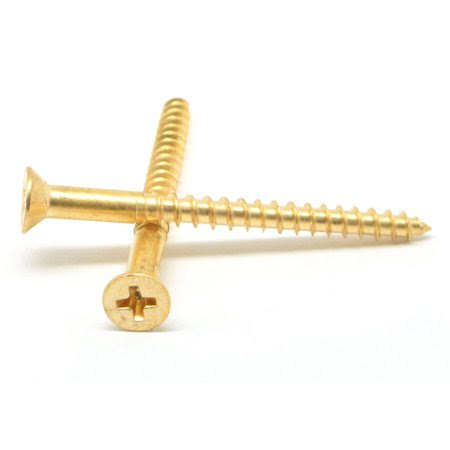 Brass Wood Screw Phillips Flat Head Pk 100 L227861