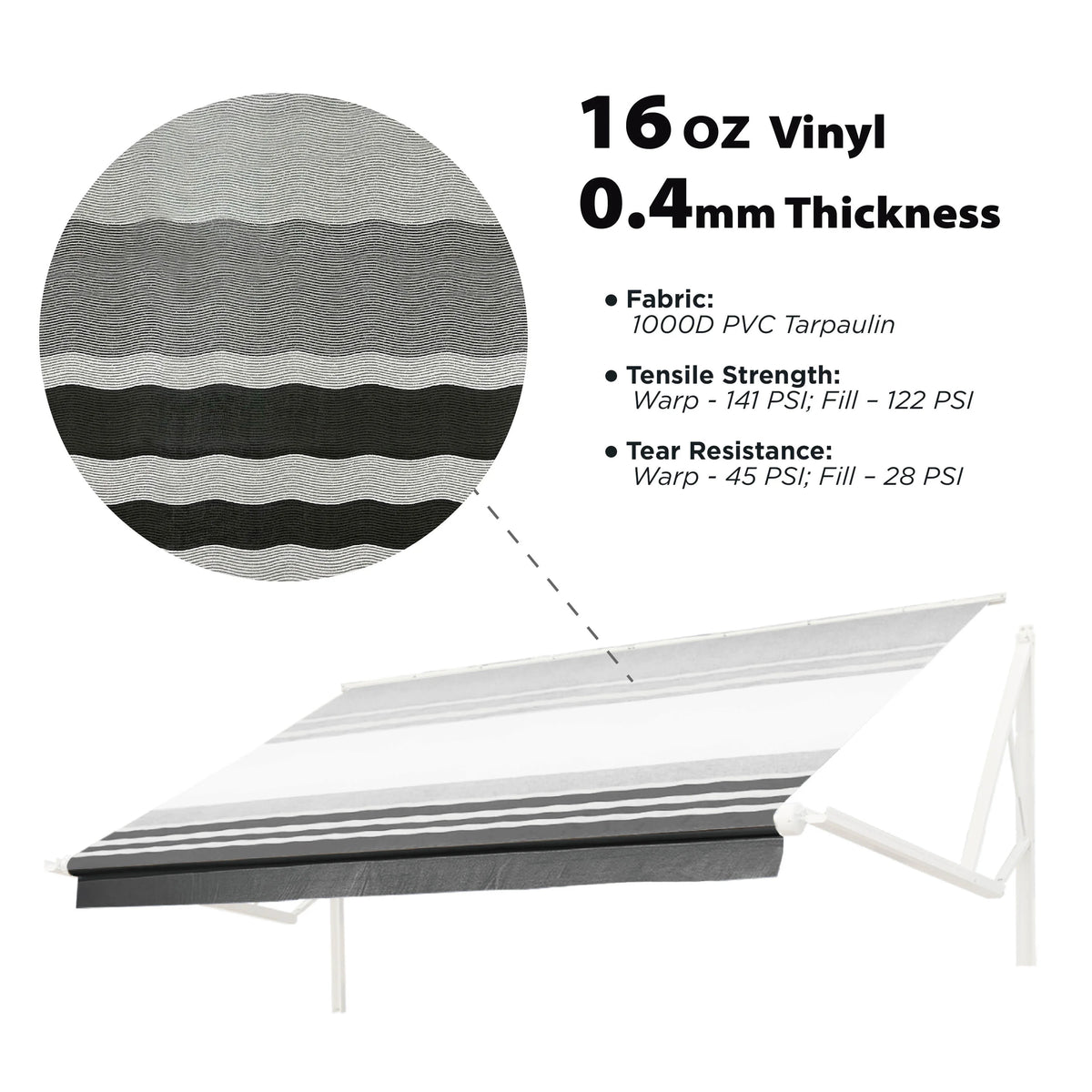 Grey Motorized Retractable RV Awning 20X8 ft Y966355