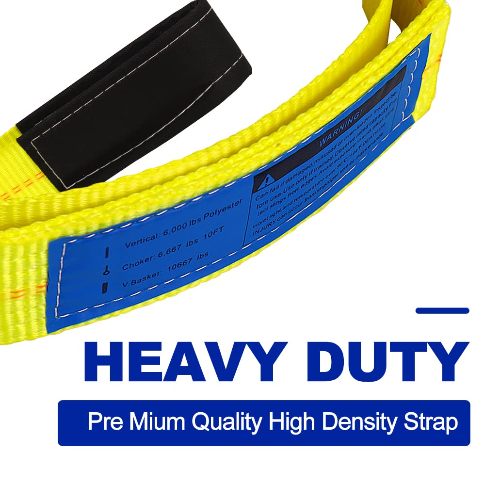 10'x2 Nylon Tow Strap 2 Pack 15,000lbs Heavy Duty Lifting Sling X36219