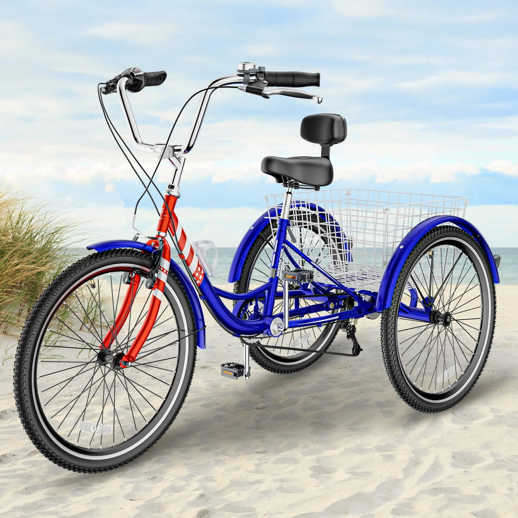 7 Speed 24inch Adult Tricycles with Shopping Basket G122019