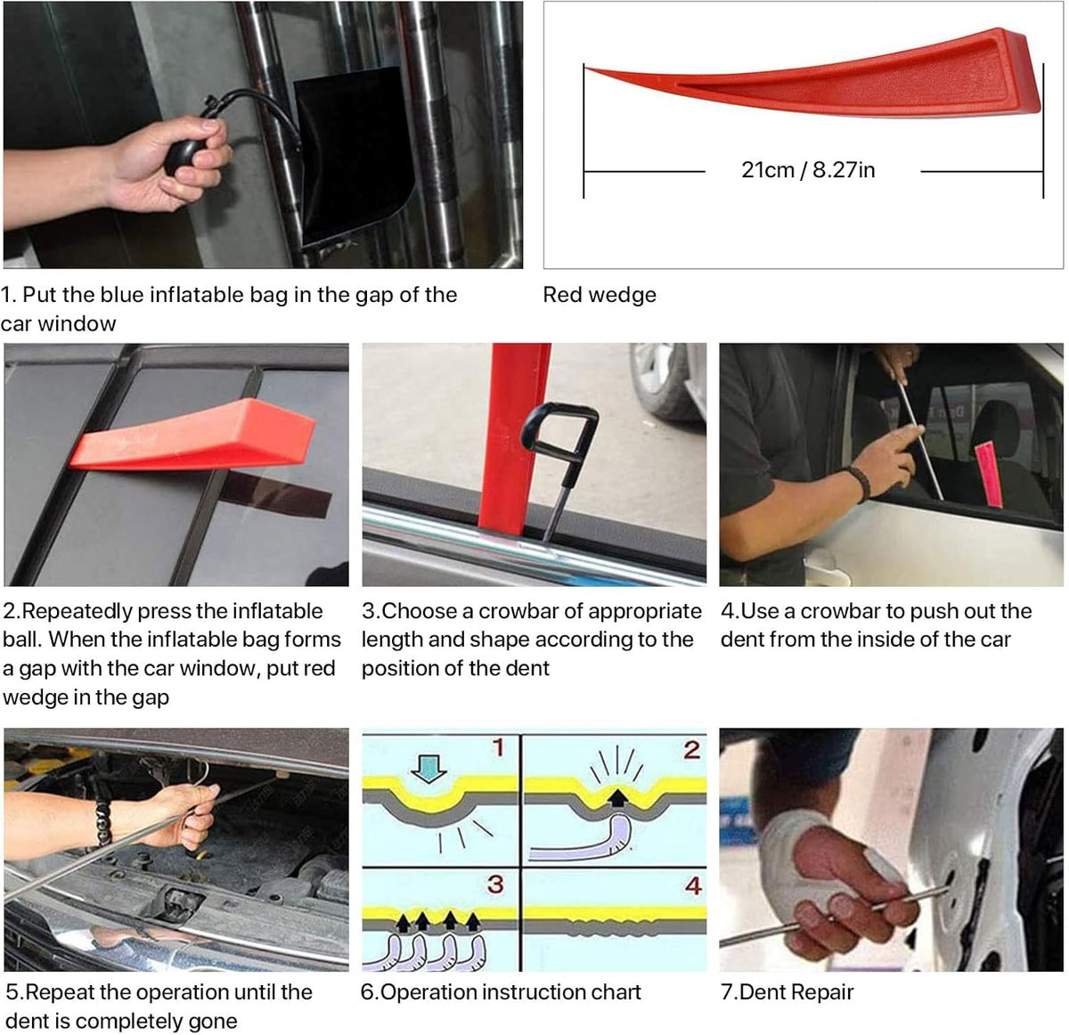 52pcs Paintless Dent Repair Kit with Repair Rods, Air Wedge Bag, Window Wedge, T-bar Dent Puller R8794