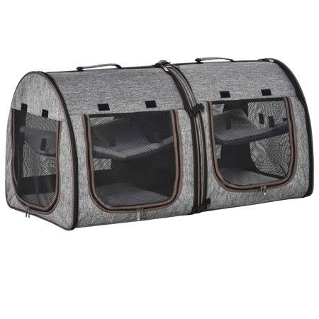 39 Soft-Sided Portable Dual Compartment Pet Carrier, Dark Grey Y30108