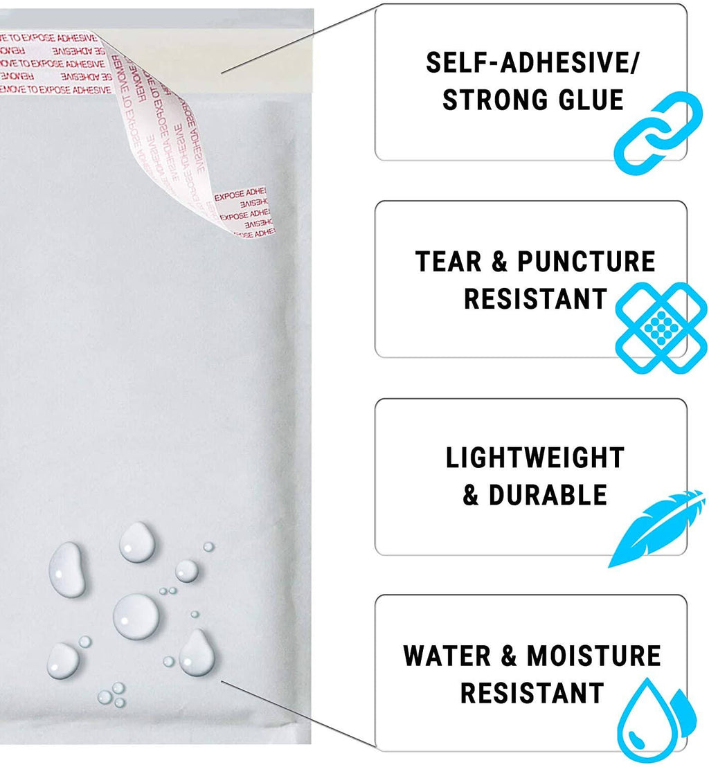 500 Pack White Kraft Self Seal Bubble Mailers Padded Envelopes V355