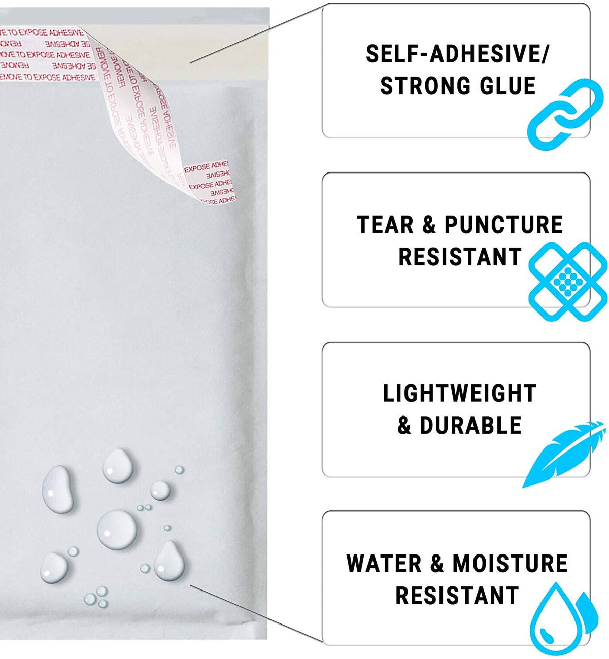 500 Pack White Kraft Self Seal Bubble Mailers Padded Envelopes V355