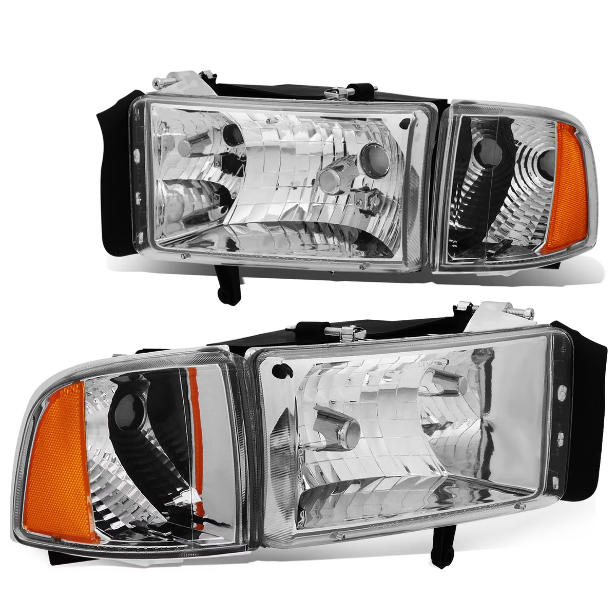 Chrome Housing Amber Headlight and Corner Lamp for Dodge Ram Truck P7686