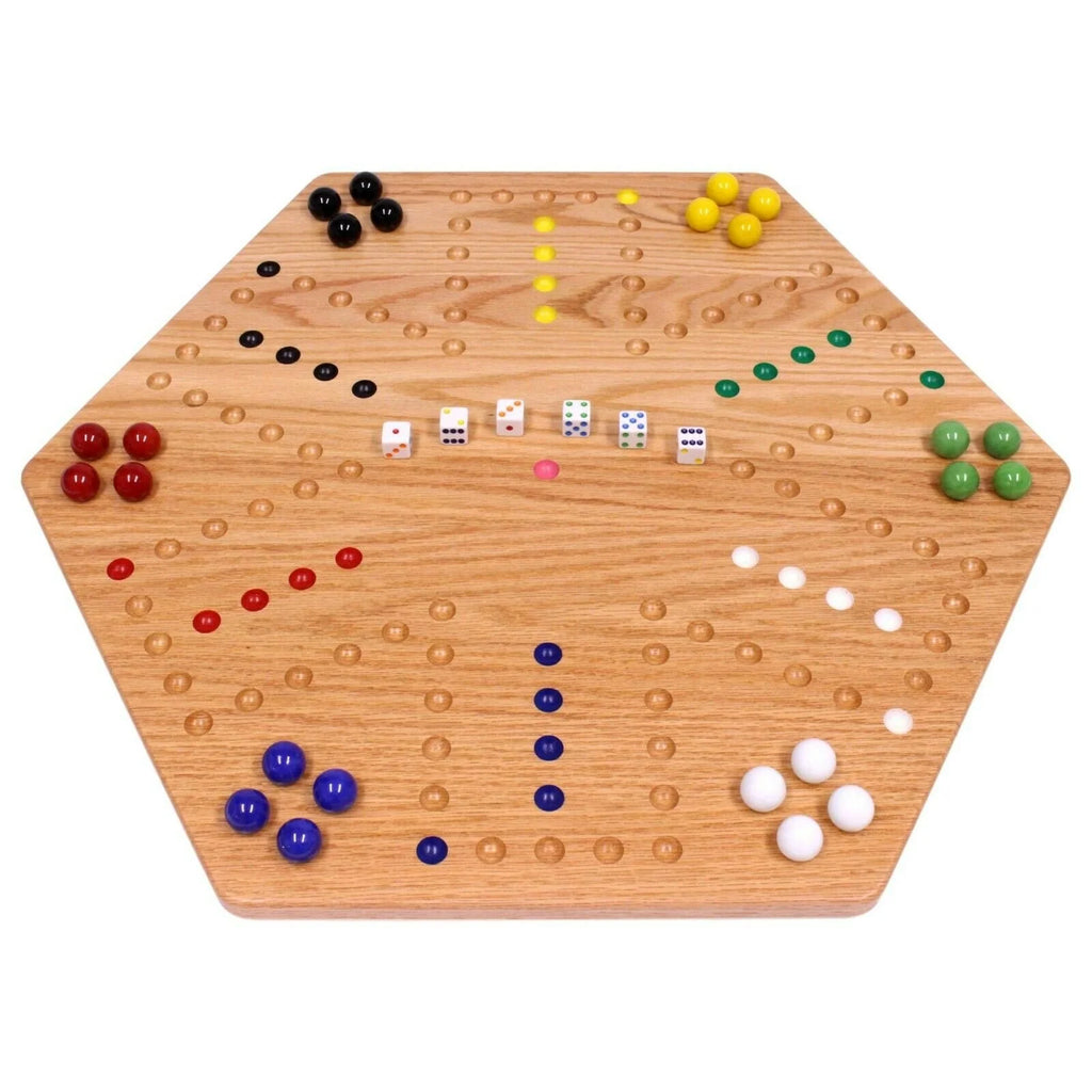 Large 24" Wooden Hand-Painted Aggravation Board Game with XLarge 22mm Marbles and Dice Z496616