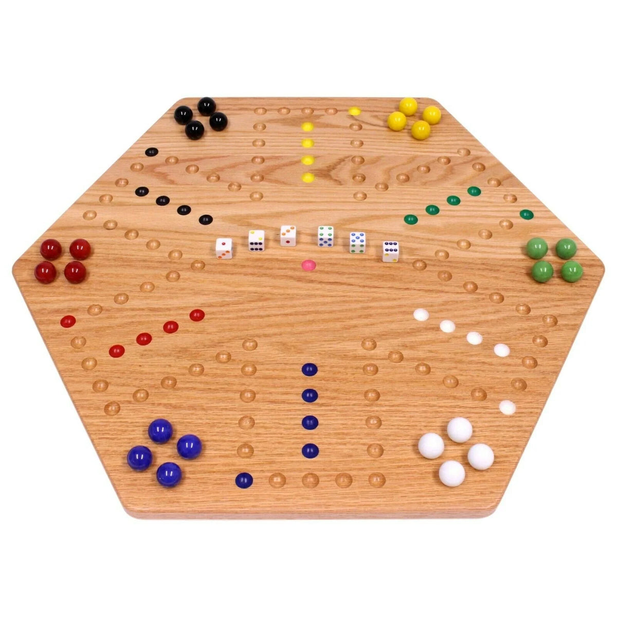 Large 24" Wooden Hand-Painted Aggravation Board Game with XLarge 22mm Marbles and Dice Z496616