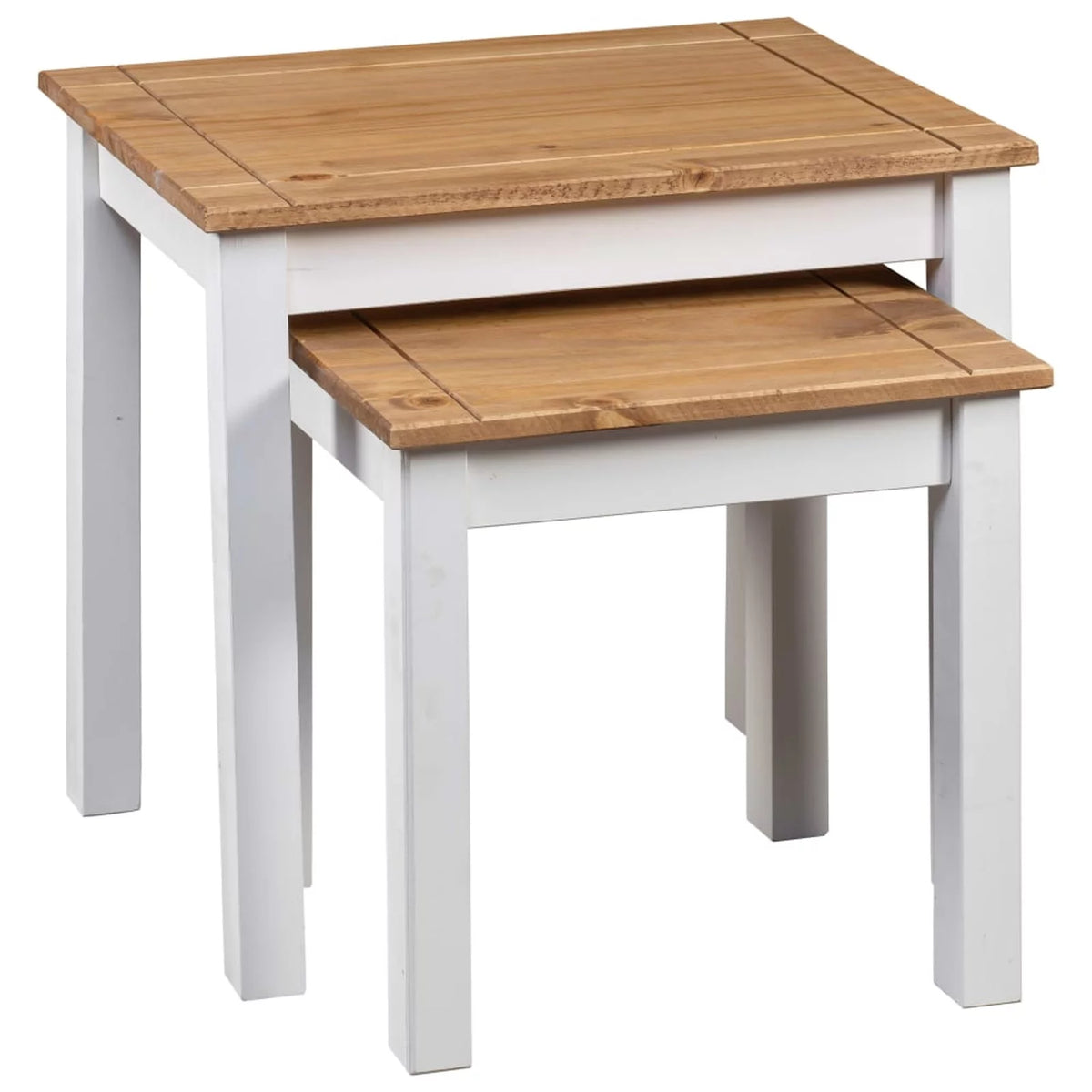 White 2 pcs Solid Pine Wood Nesting Tables G4056