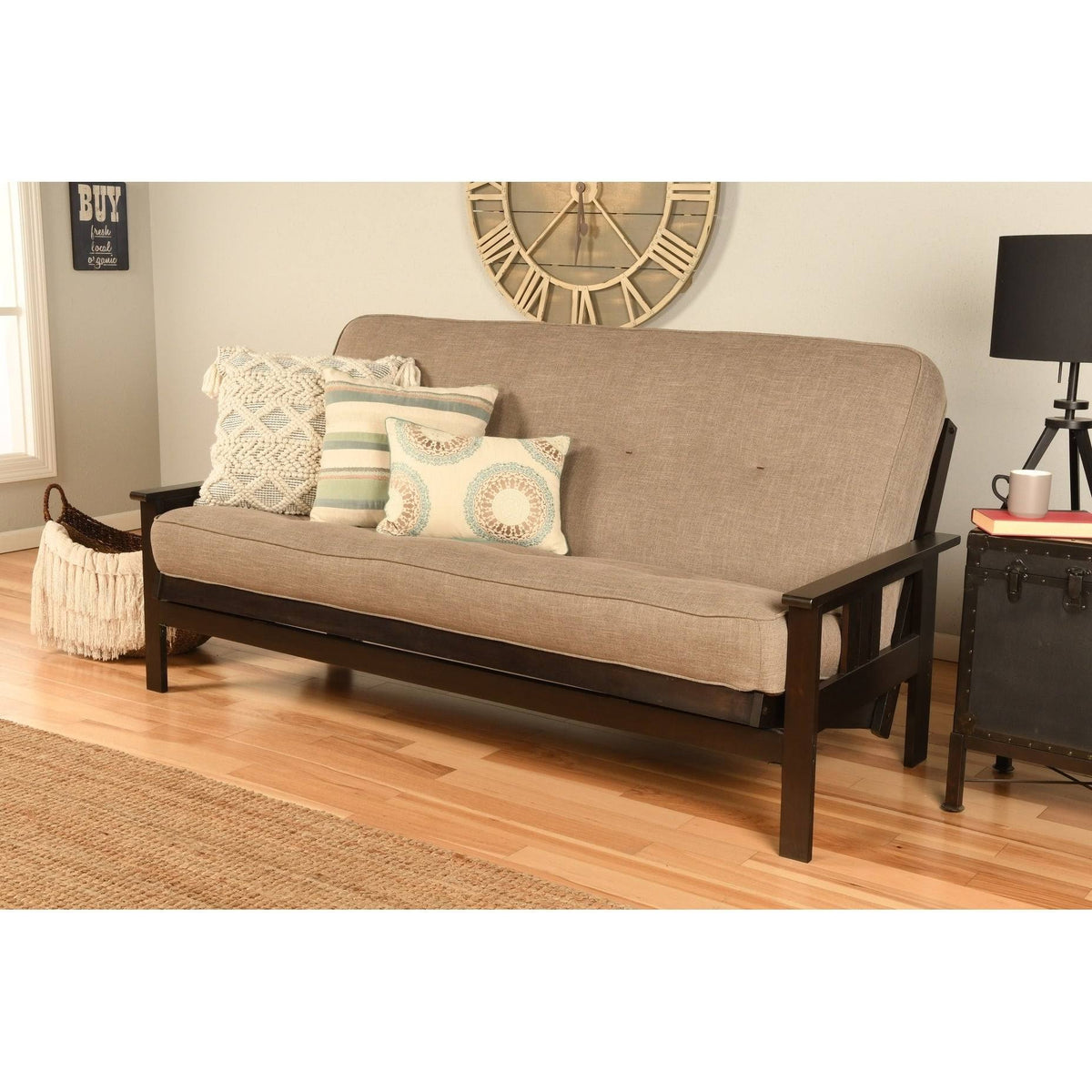 Full-Size Futon Cover Linen Stone Black Y893
