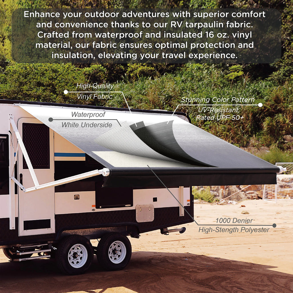 Grey Motorized Retractable RV Awning 20X8 ft Y966355