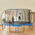 14FT Outdoor Recreational Trampoline with Safety Enclosure Basketball Net O8440