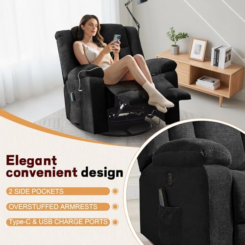 360° Swivel Rocking Recliner with Massage and Heating N51375